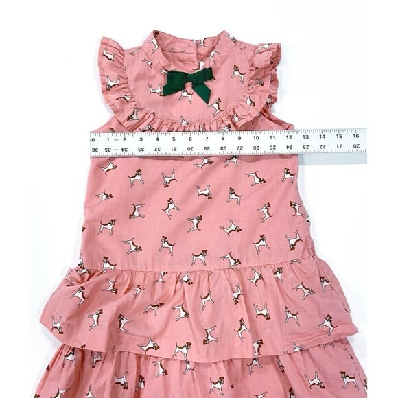 Janie and Jack Dusty Rose Dog Print Ruffles & Bow Lined Cotton Dress Girls Sz 6 - Picture 12 of 12